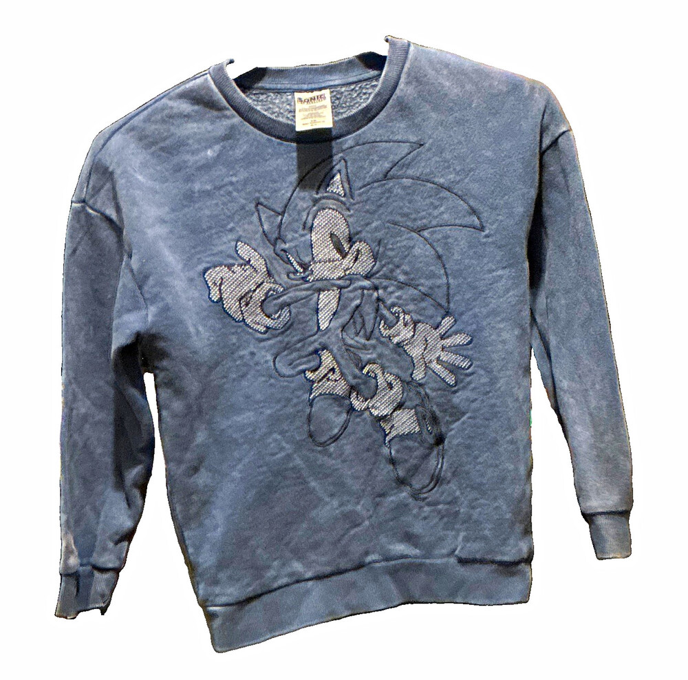 Sonic the Hedgehog Boys Sonic Graphic Gray Pullover Crewneck Fleece Sz 8